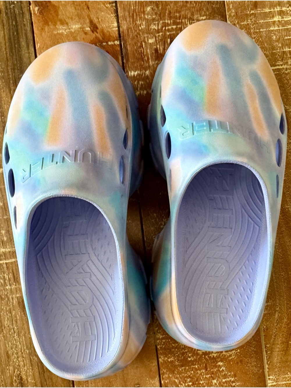 Hunter Tie Dye Platform Clogs Size 8 Pastel Slip On Rubber Chunky - Picture 3 of 10